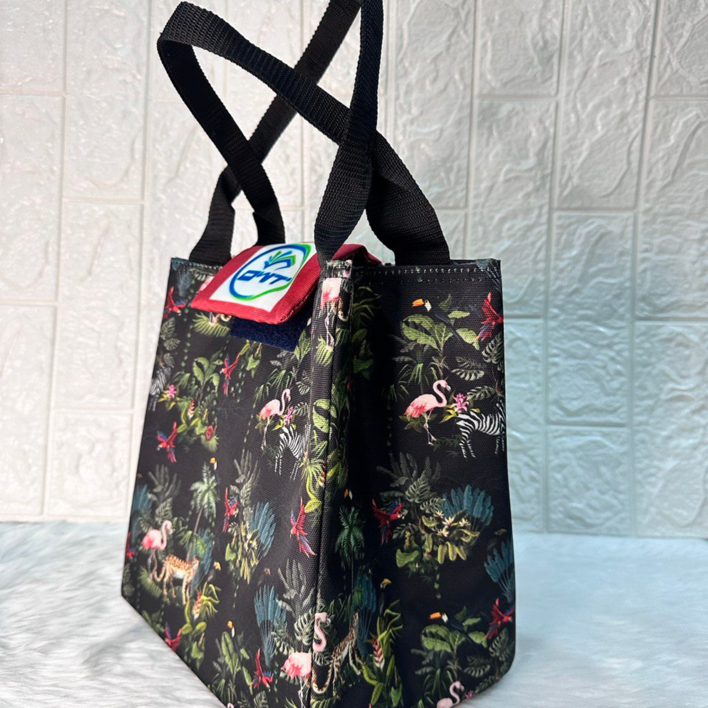 Lunch Bag Animal Print Black Green - A1