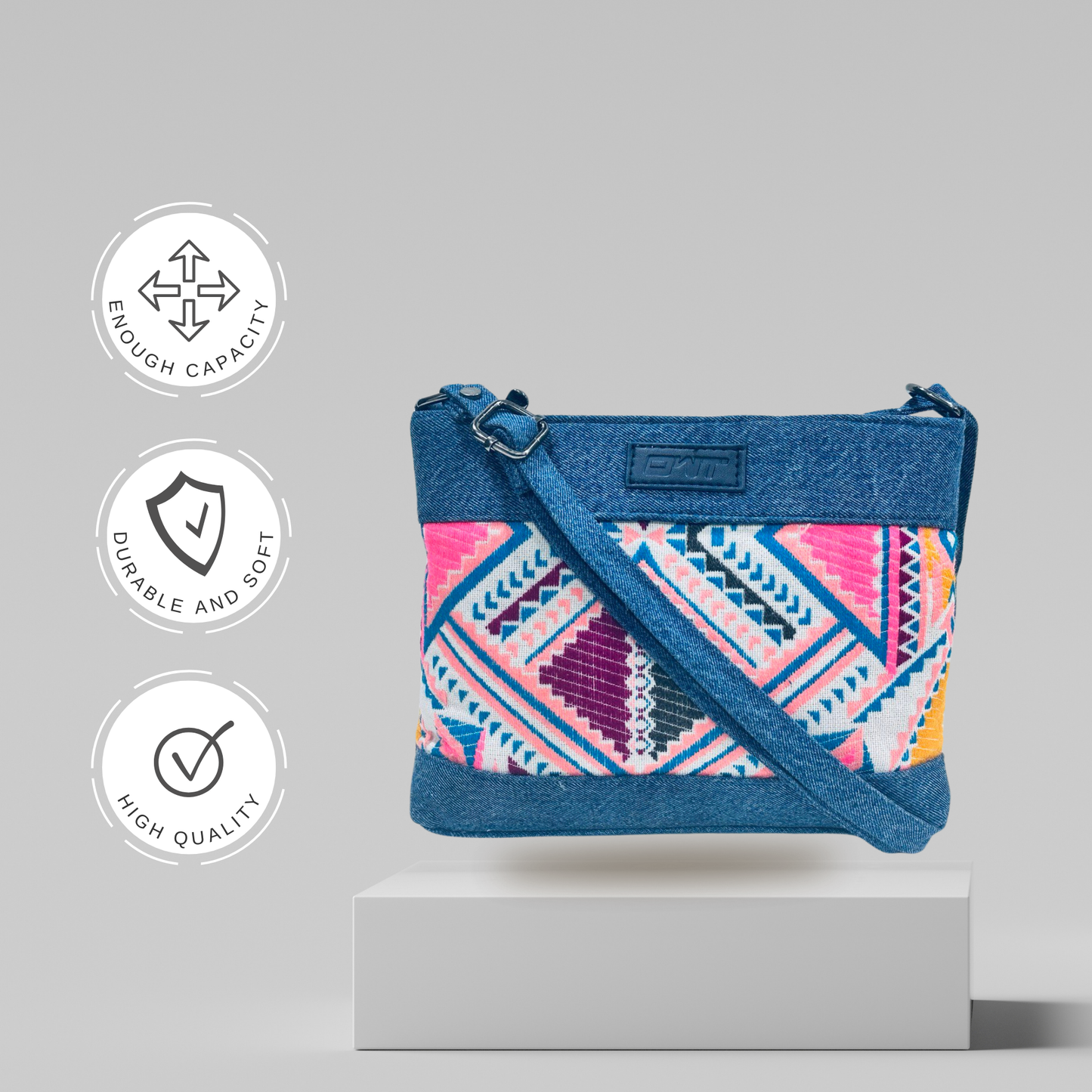 DURABLE BLUE DENIM SLING BAG - A7