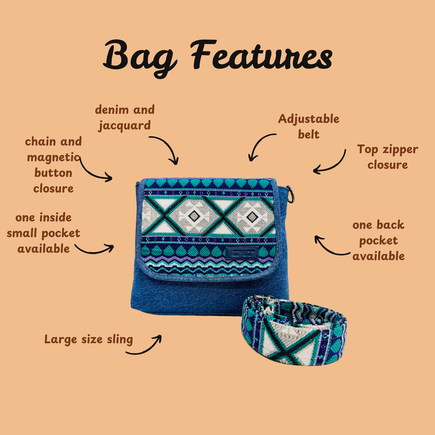 STYLISH BLUE DENIM CROSS BODY BAG-B1