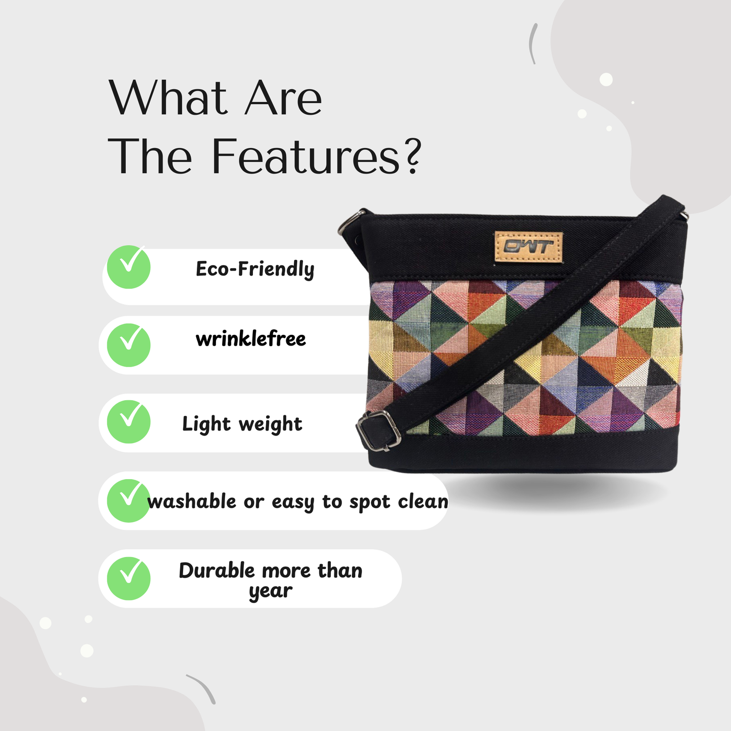 DURABLE BLACK DENIM SLING BAG - A9