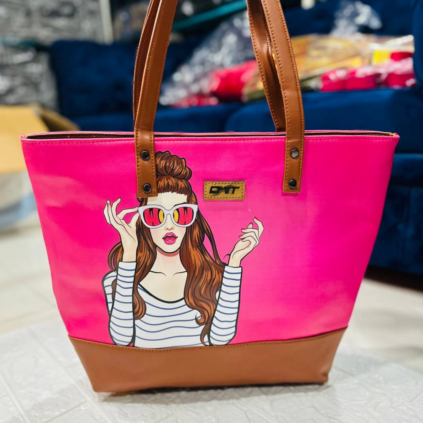 TOTE BAG DARK PINK GIRL PIRNT G5