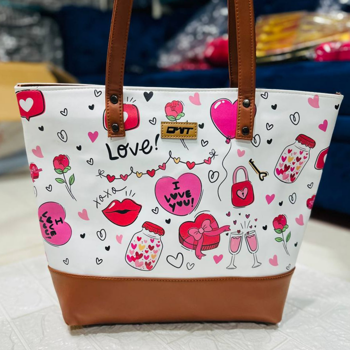 Tote Bag I Love u White Print G4