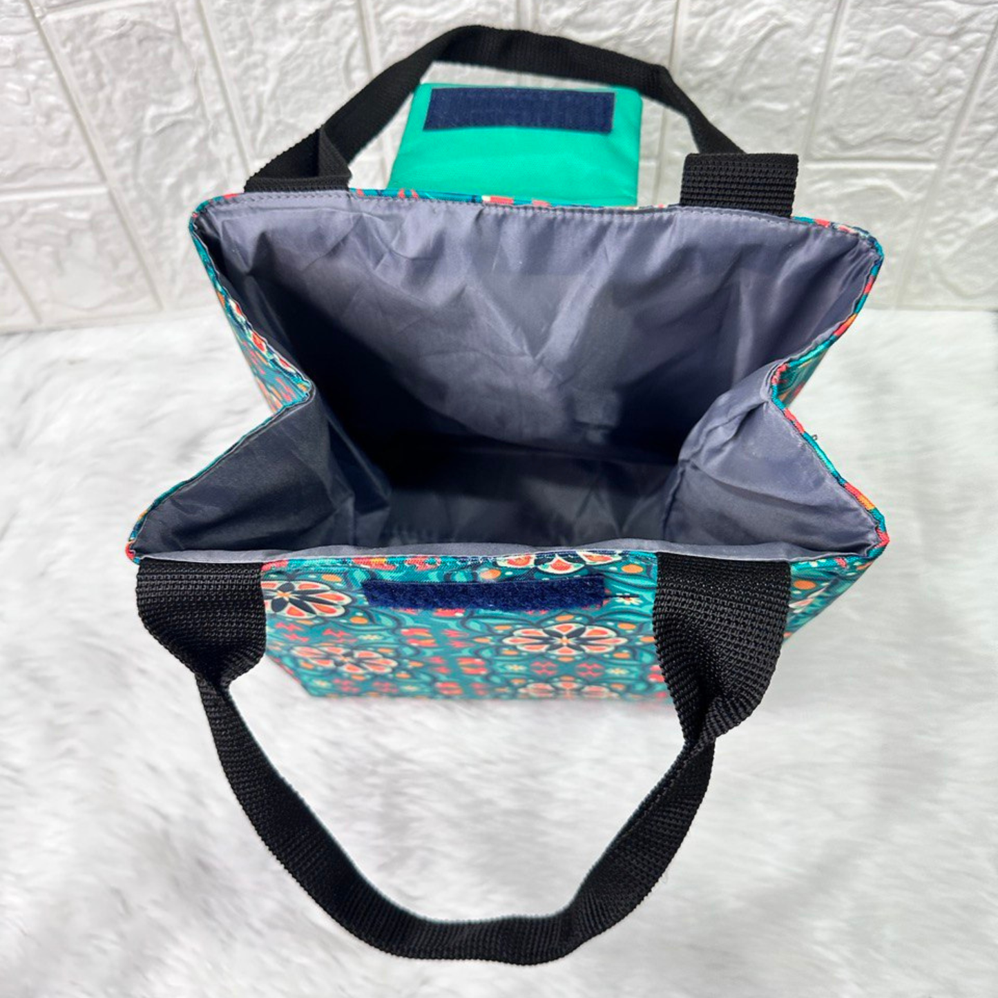 Lunch Bag Green Flower Print - A3