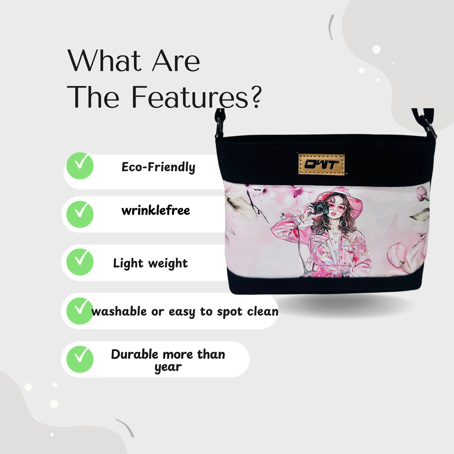 DURABLE BLACK DENIM SLING BAG - A11