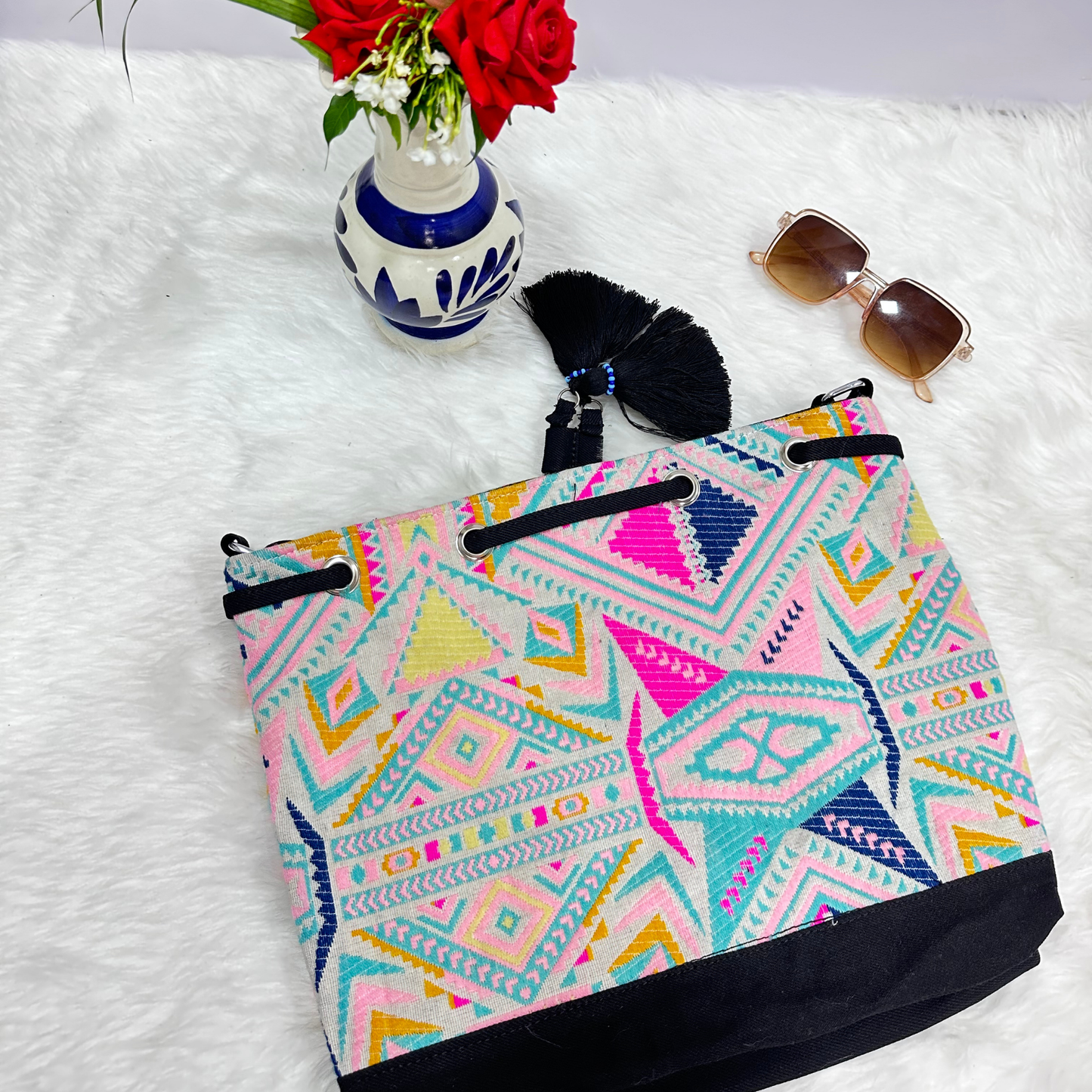BOHOSTYLE DRAWSTRING JHOLA BAG - C2