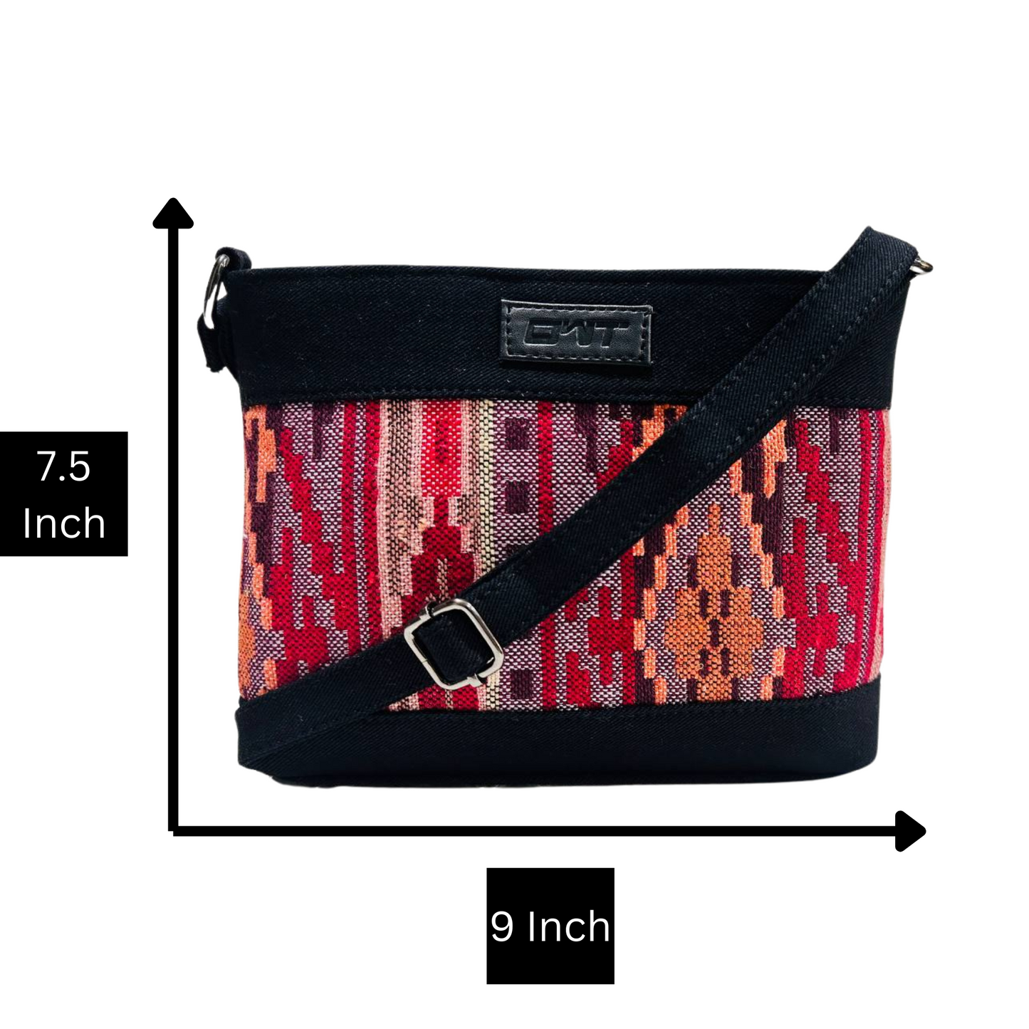 DENIM DURABLE MAROON BLACK SLING BAG A15