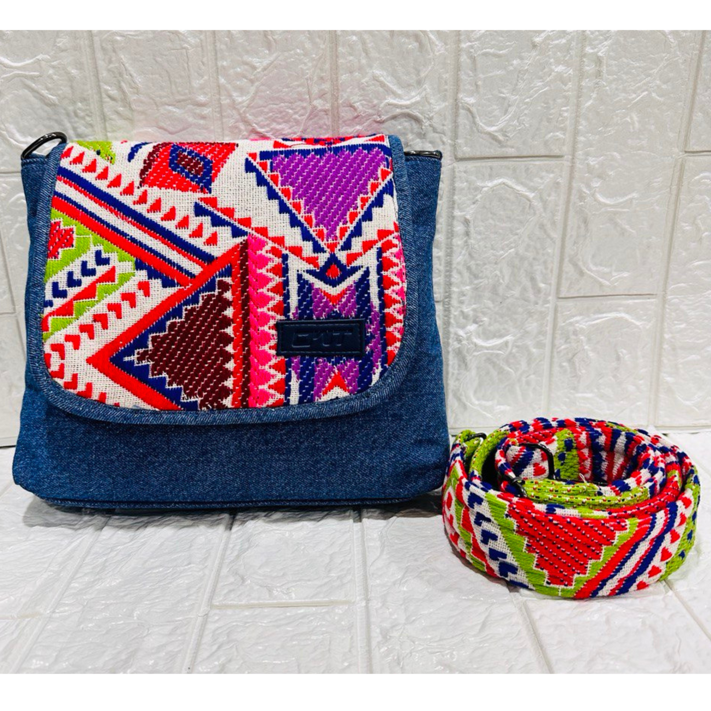 BLUE DENIM CROSS BODY BAG-A