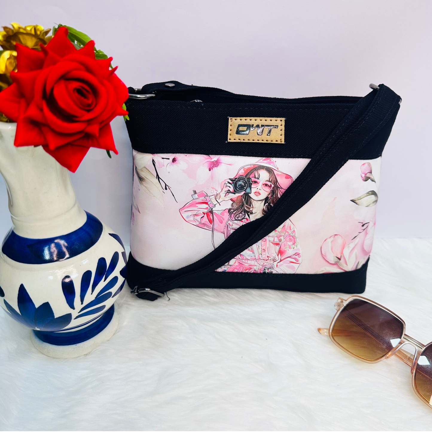 DURABLE BLACK DENIM SLING BAG - A11