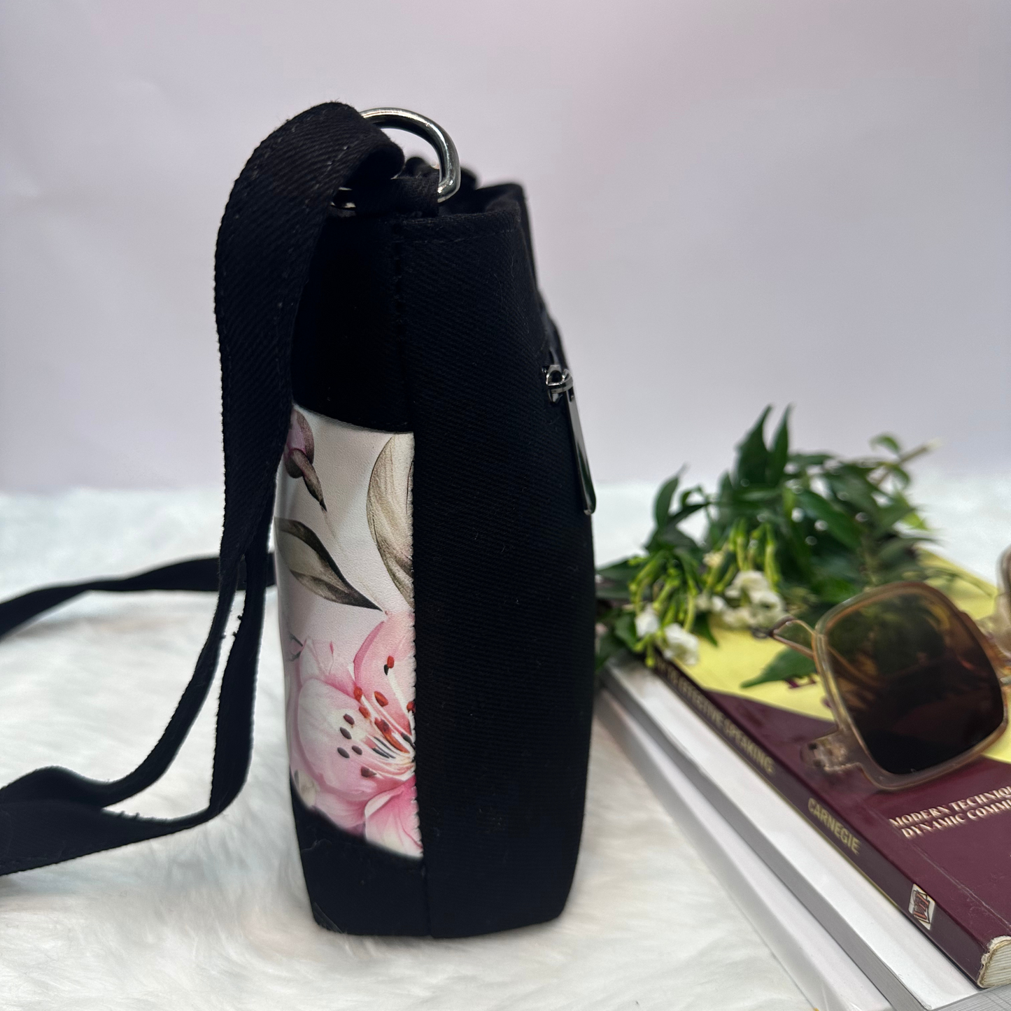 DURABLE BLACK DENIM SLING BAG - A11