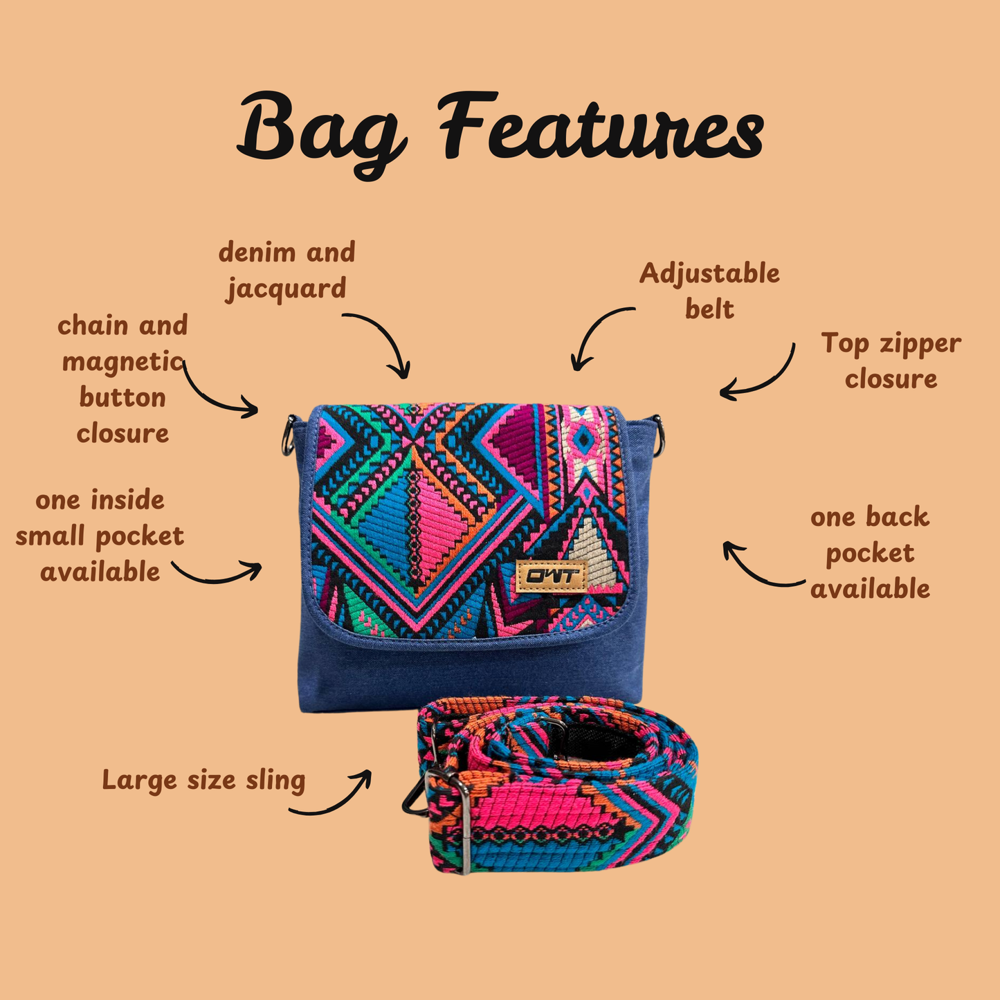 STYLISH BLUE DENIM CROSS BODY BAG-B3