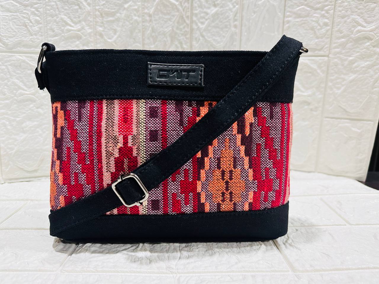 DENIM DURABLE MAROON BLACK SLING BAG A15