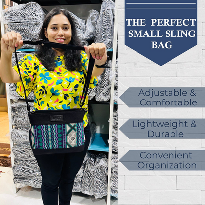 DURABLE BLACK DENIM SLING BAG - A4