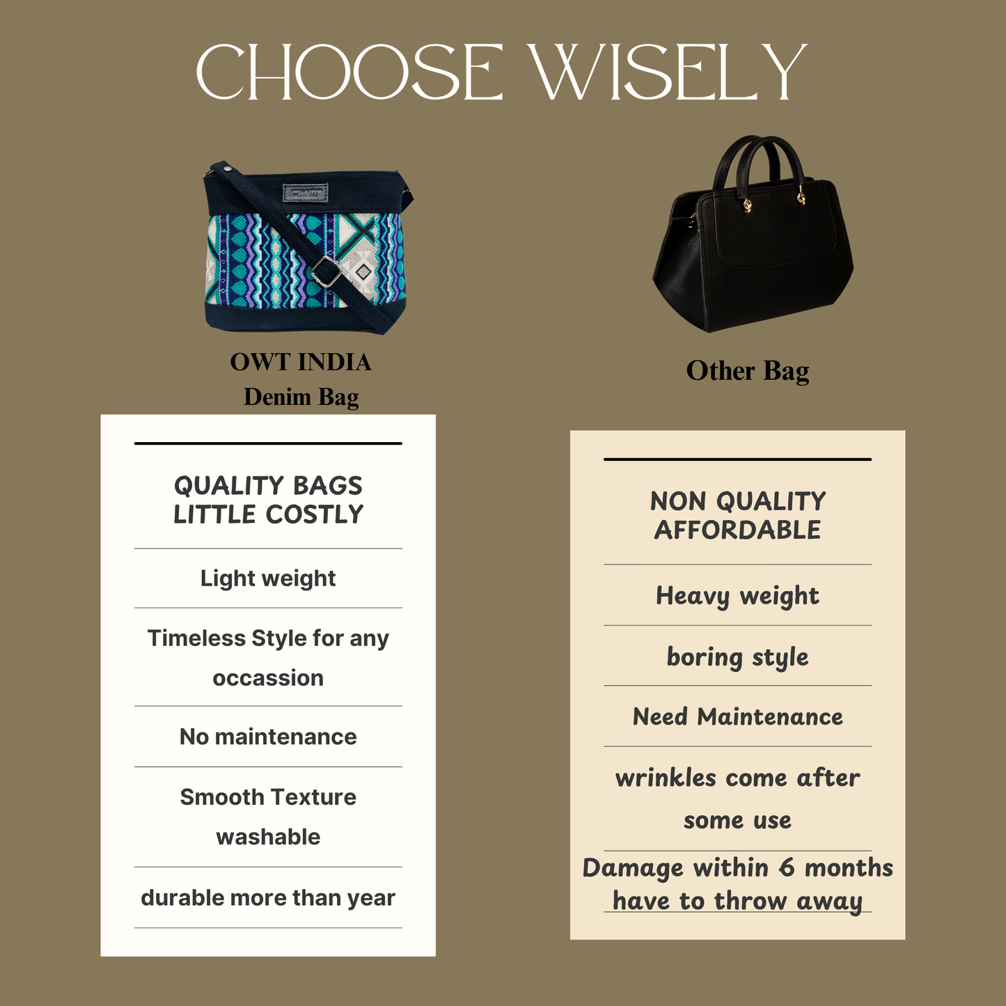 DURABLE BLACK DENIM SLING BAG - A4