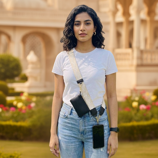 The " phone" Straps - Clipped Mobile Cream and Silver color Straps