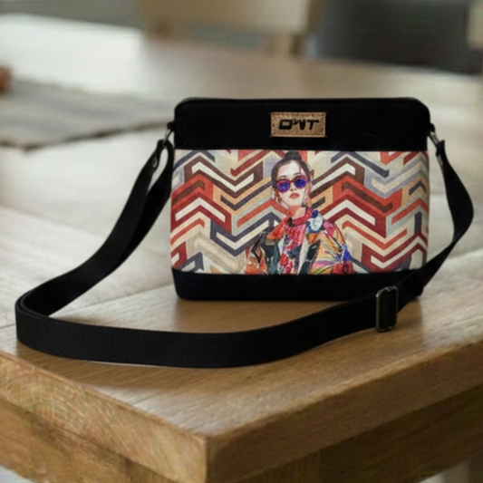 DURABLE BLACK DENIM SLING BAG -A2