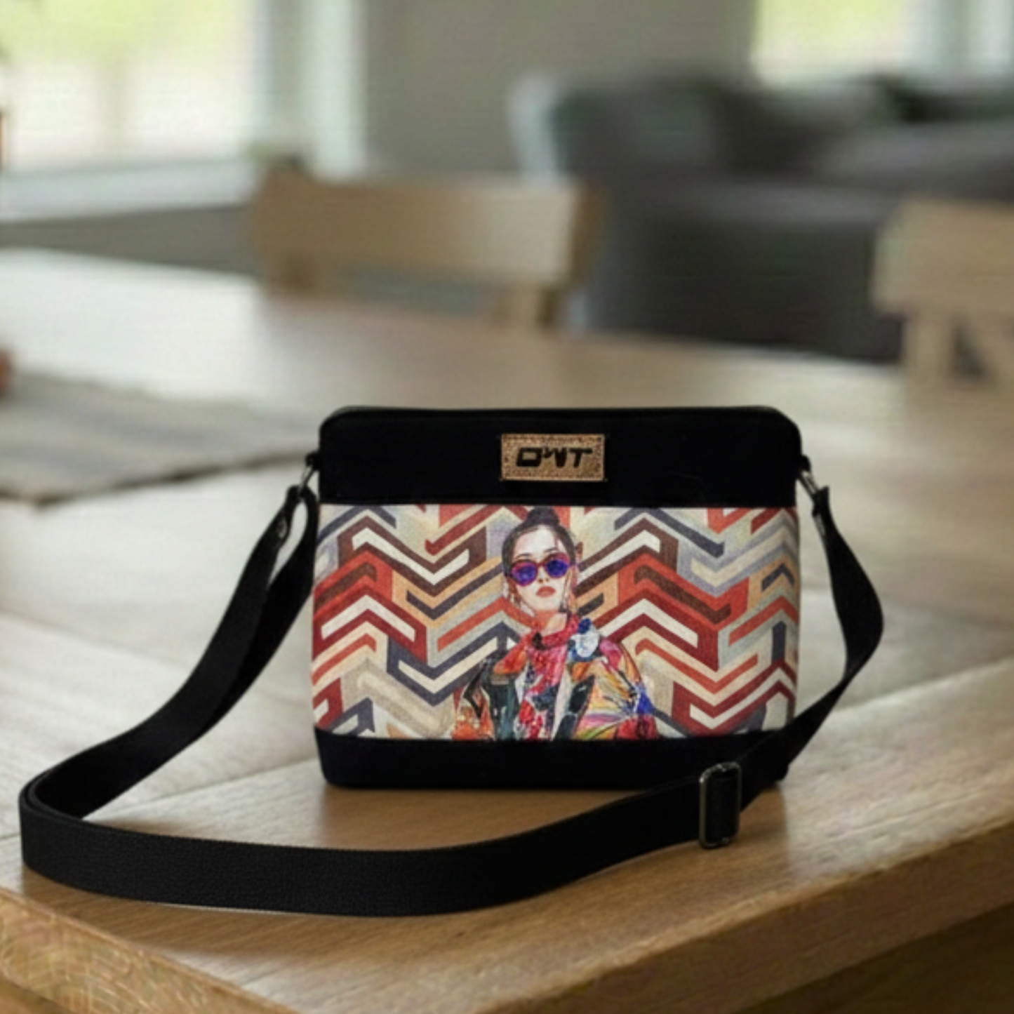 DURABLE BLACK DENIM SLING BAG -A2