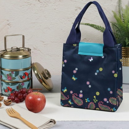 Lunch Bag Small Flower Print Dark Green - A6