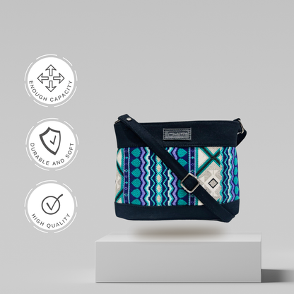 DURABLE BLACK DENIM SLING BAG - A4