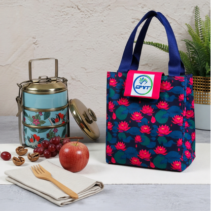 Lunch Bag Lotus Print Red - A4