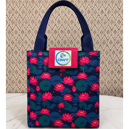 Lunch Bag Lotus Print Red - A4