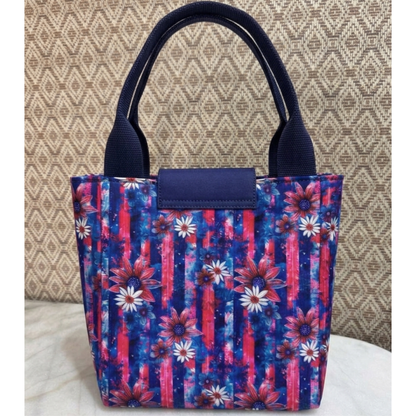 Lunch Bag Flower Print Pink and Blue - A5