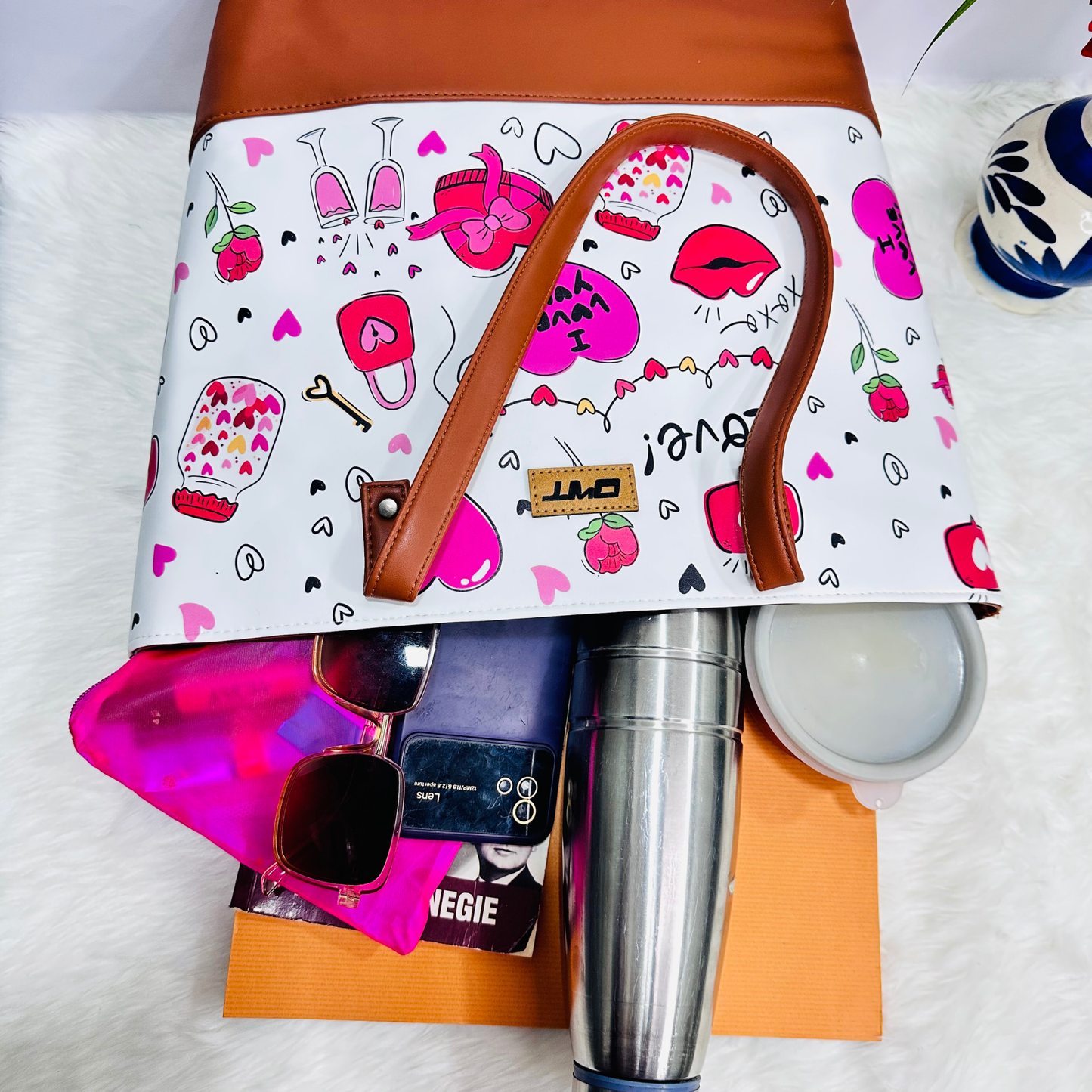 Tote Bag I Love u White Print G4