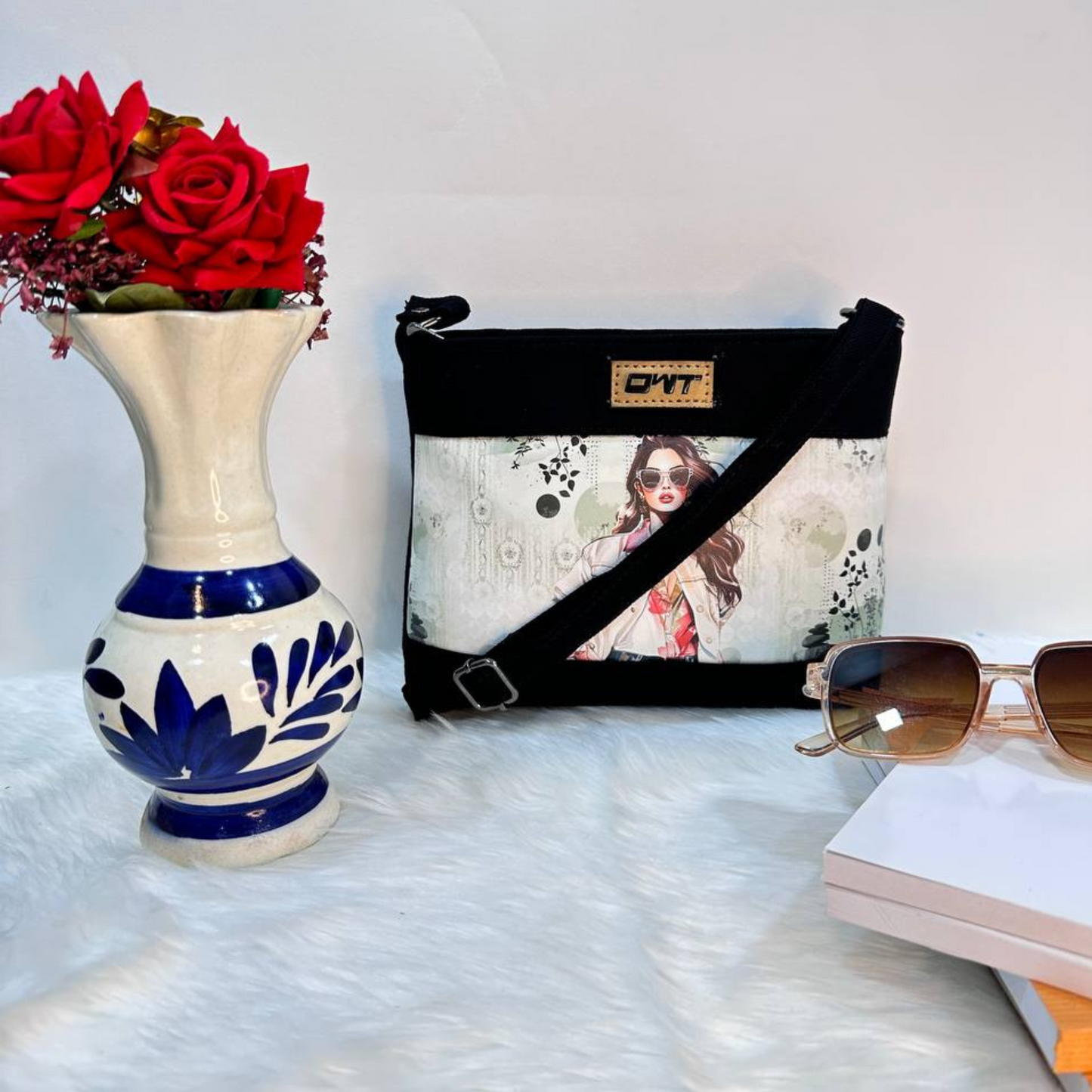 DURABLE BLACK DENIM SLING BAG - A3