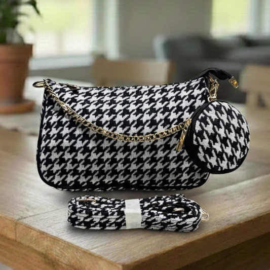 DURABLE BLACK And White Baguette BAG - F1