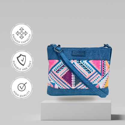 DURABLE BLUE DENIM SLING BAG - A7