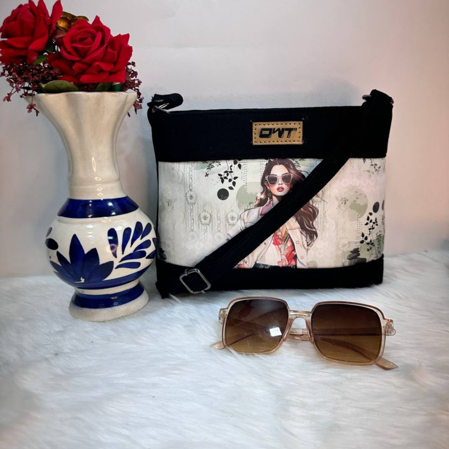 DURABLE BLACK DENIM SLING BAG - A3