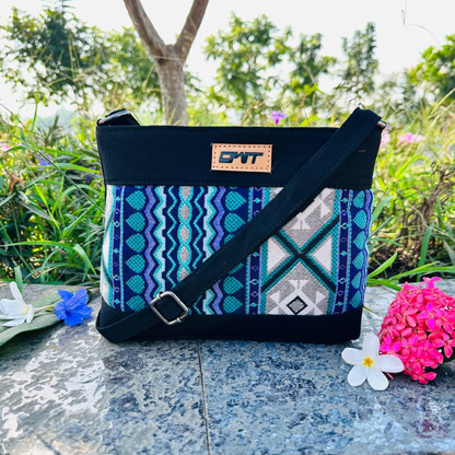 DURABLE BLACK DENIM SLING BAG - A4