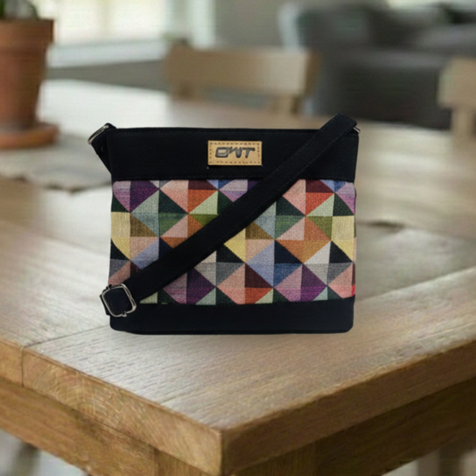 DURABLE BLACK DENIM SLING BAG - A9