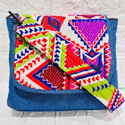 BLUE DENIM CROSS BODY BAG-A