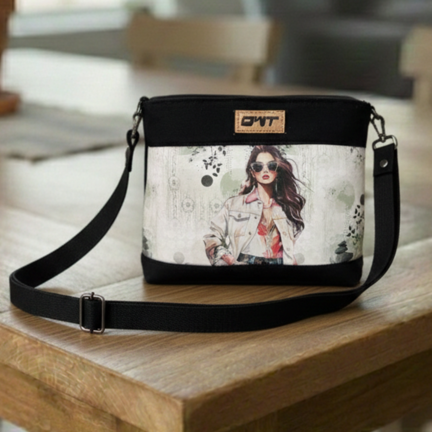 DURABLE BLACK DENIM SLING BAG - A3