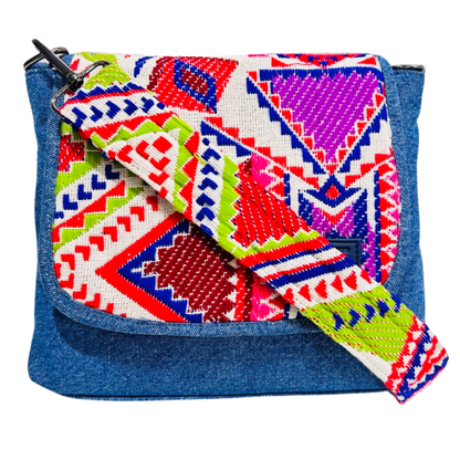 BLUE DENIM CROSS BODY BAG-A