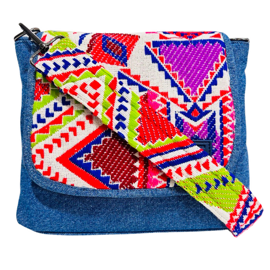 BLUE DENIM CROSS BODY BAG-A
