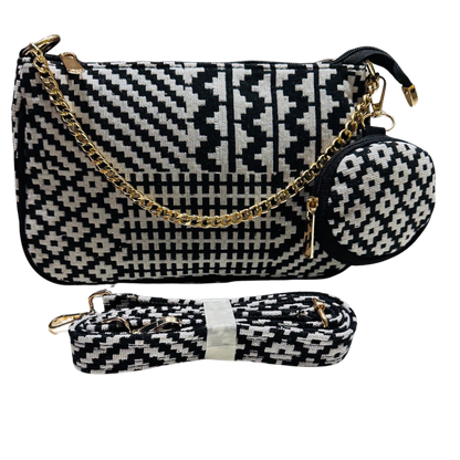 DURABLE BLACK And White Baguette BAG - F3