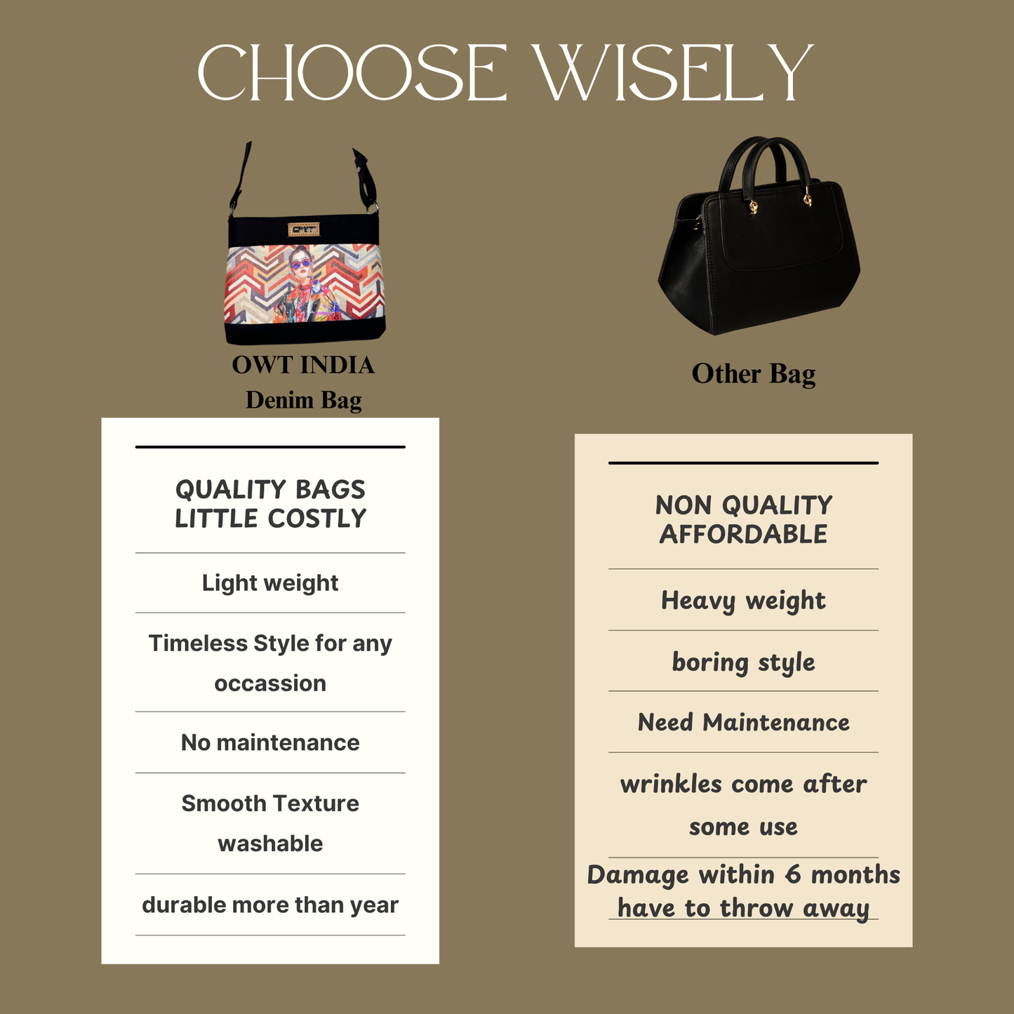 DURABLE BLACK DENIM SLING BAG -A2