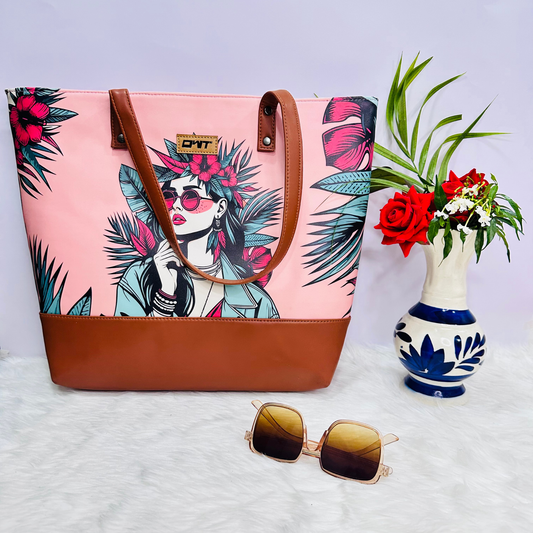 Tote Light Pink print G6
