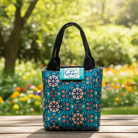 Lunch Bag Green Flower Print - A3