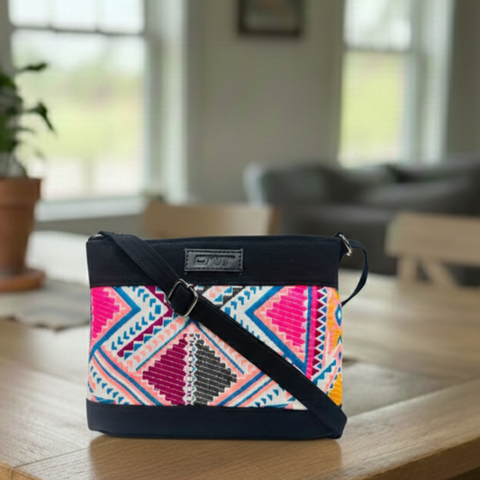 DURABLE BLACK DENIM SLING BAG - A6