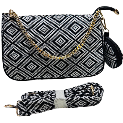 DURABLE BLACK And White Baguette BAG - F2
