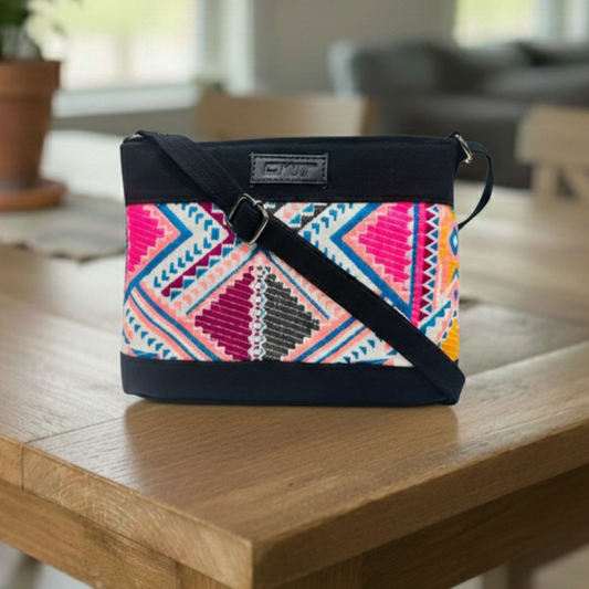 DURABLE BLACK DENIM SLING BAG - A6