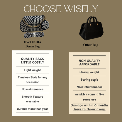 DURABLE BLACK And White Baguette BAG - F3