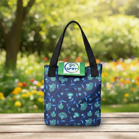 Lunch Bag Dark Peacock Blue Print - A2