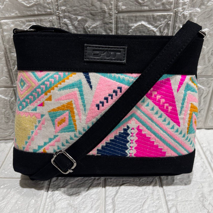 DURABLE BLACK DENIM SLING BAG - A6