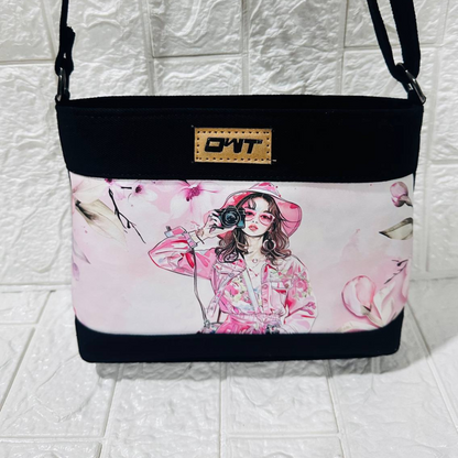 DURABLE BLACK DENIM SLING BAG - A11