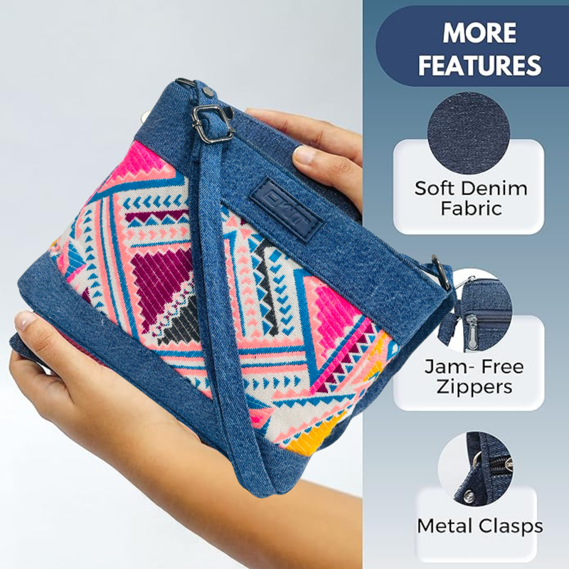 DURABLE BLUE DENIM SLING BAG - A7