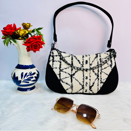 DURABLE BLACK DENIM MOON BAG - E2