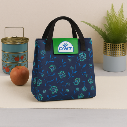 Lunch Bag Dark Peacock Blue Print - A2